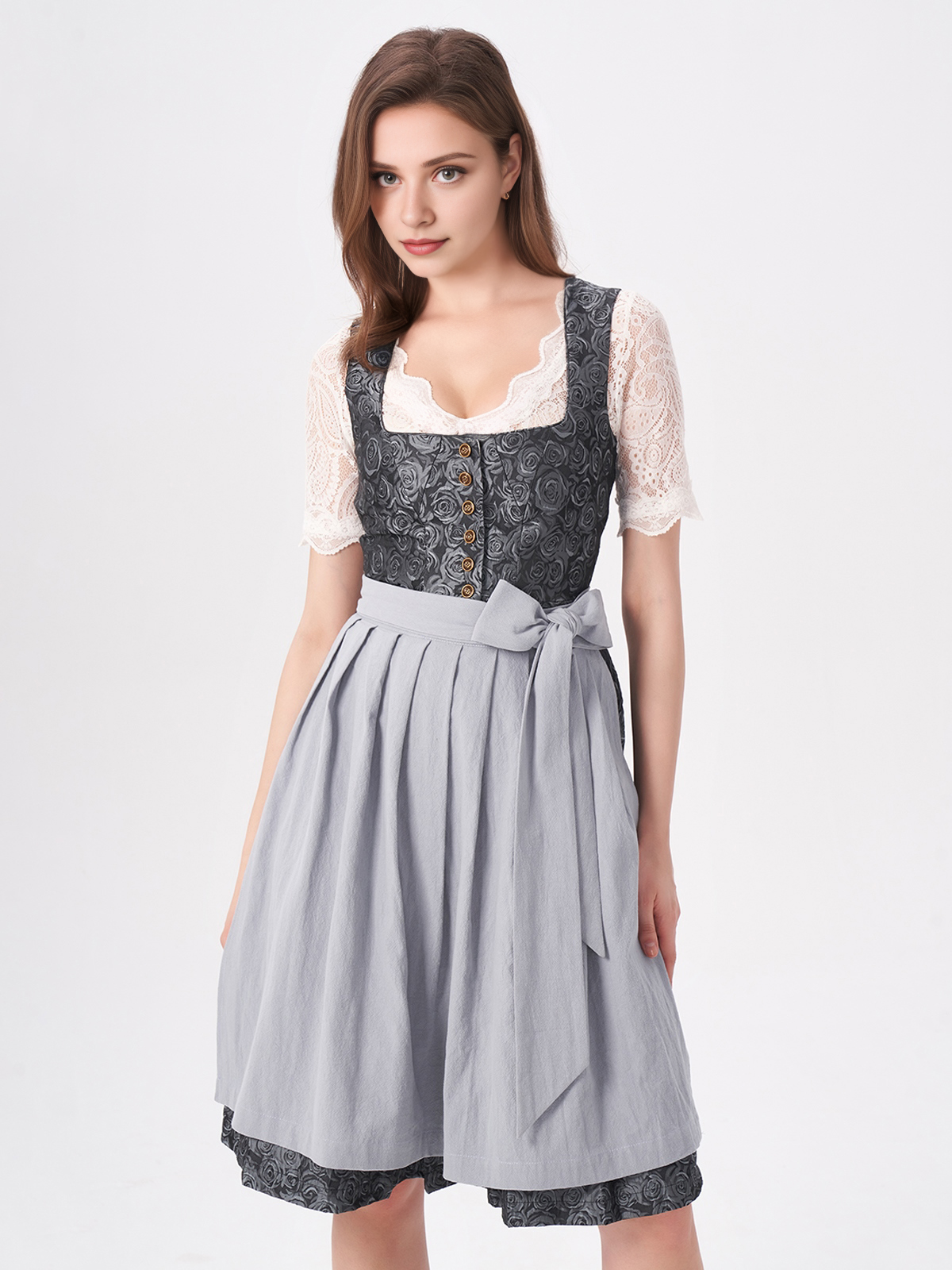 Beiges Dirndl mit blumigen Akzenten