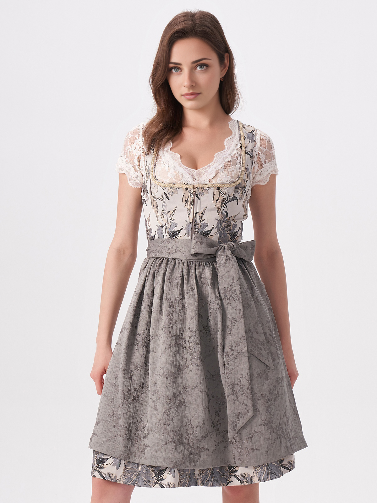 Dirndl in Grau und Grün – ein harmonischer Kontrast