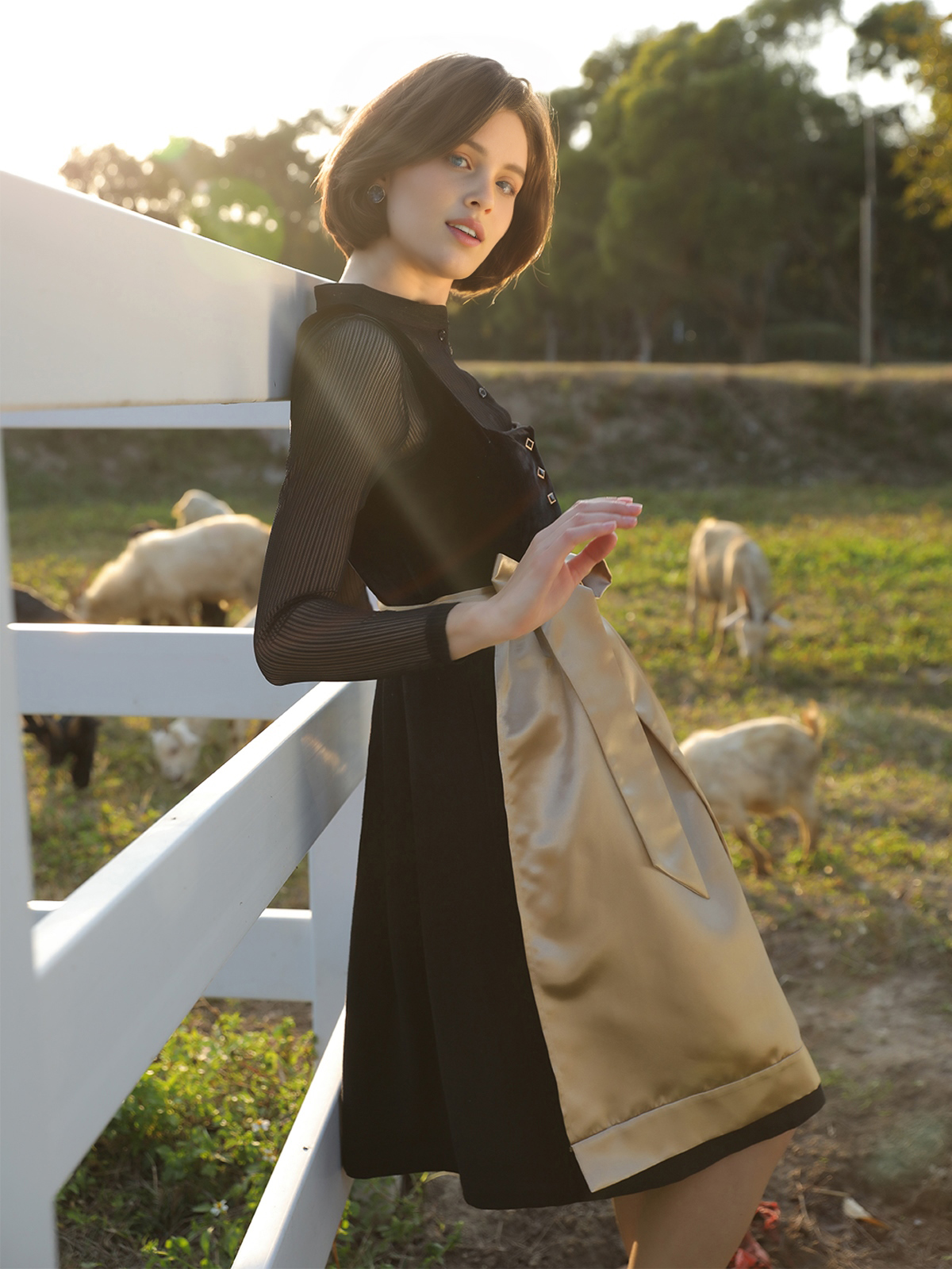 Dirndl Damen Samt in Schwarz