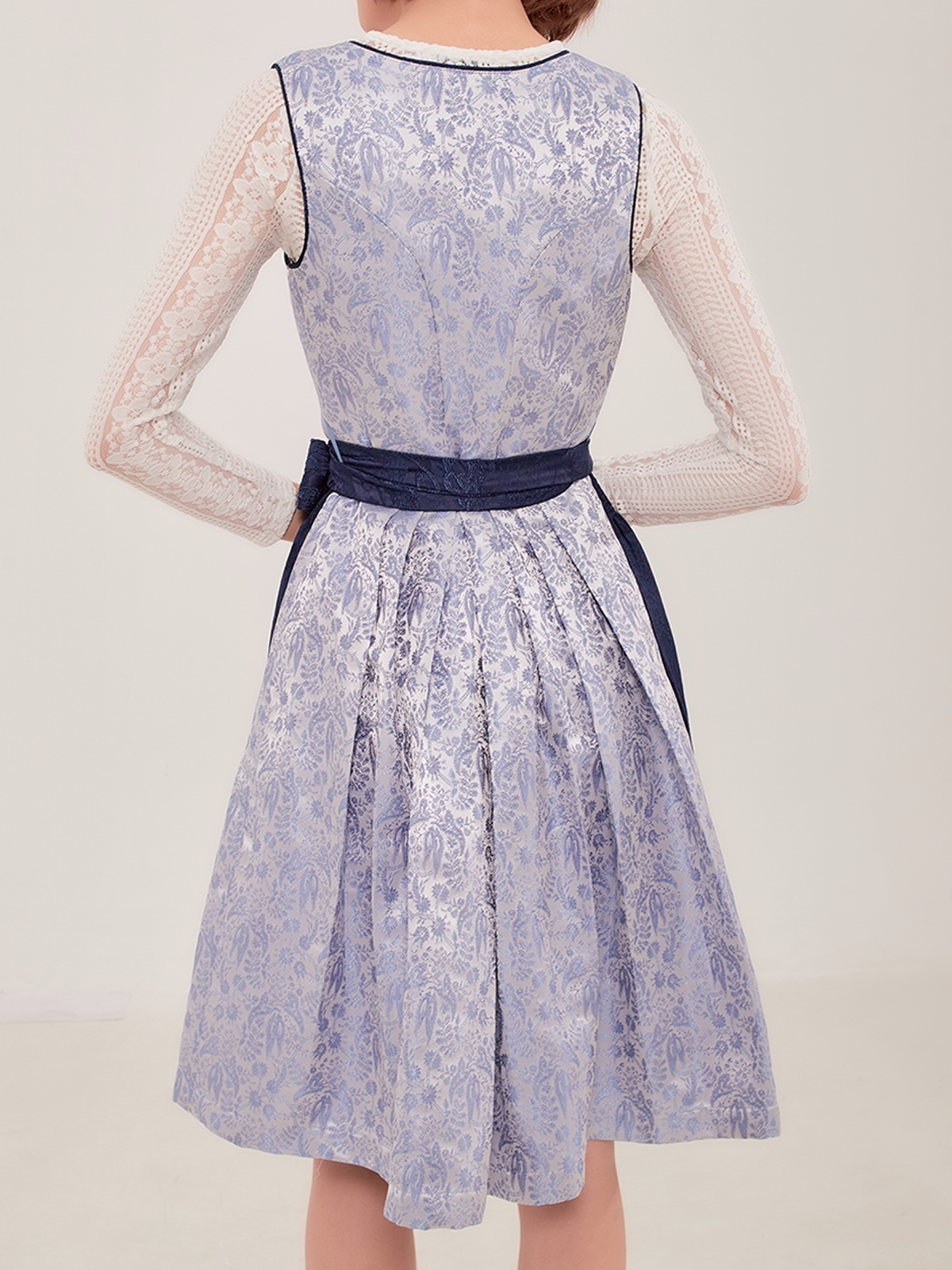 Dirndlbluse Spitze Kurzarm in Blau