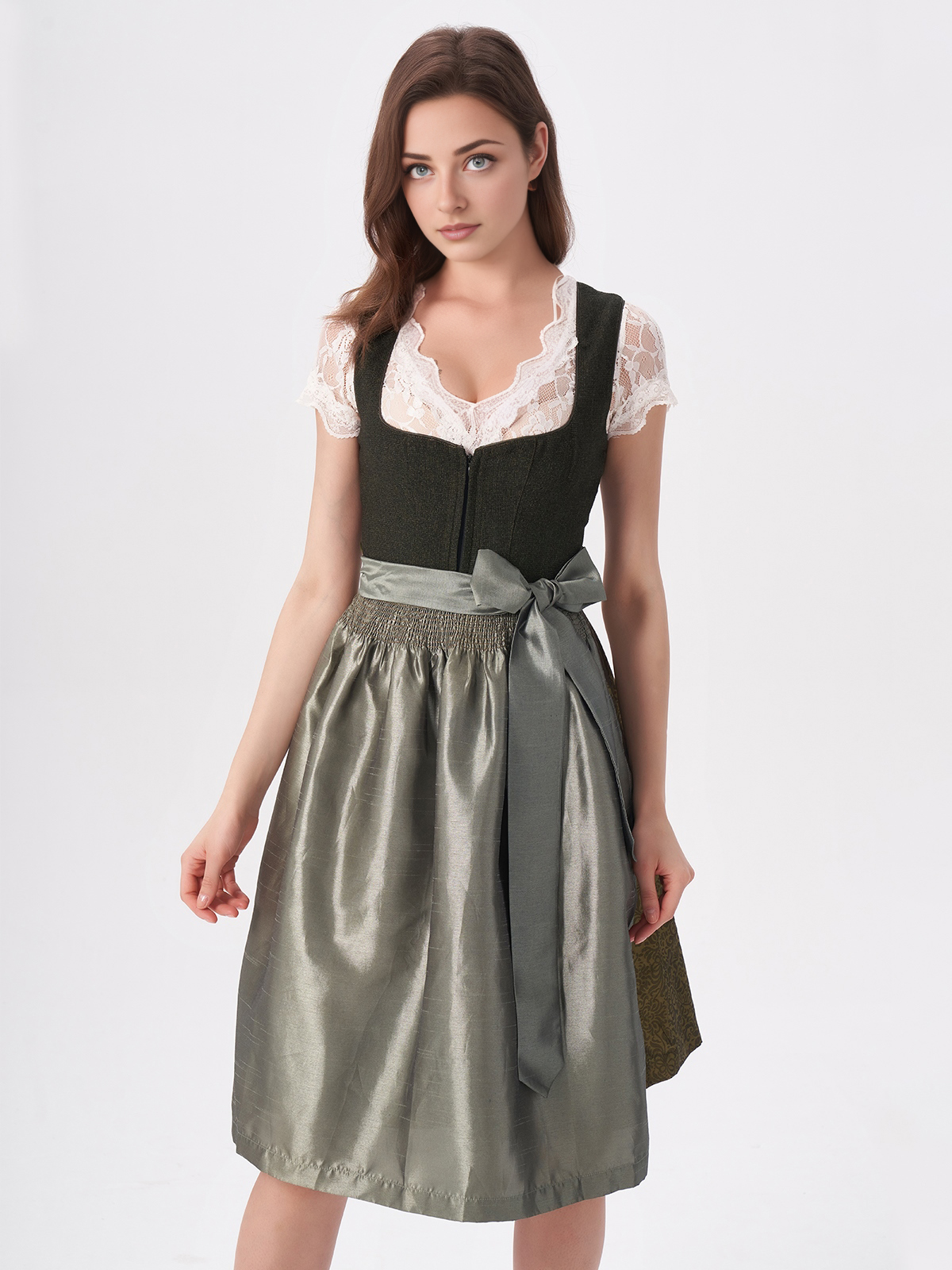 Dirndl samt dunkelblau – ein Blickfang auf jedem Fest