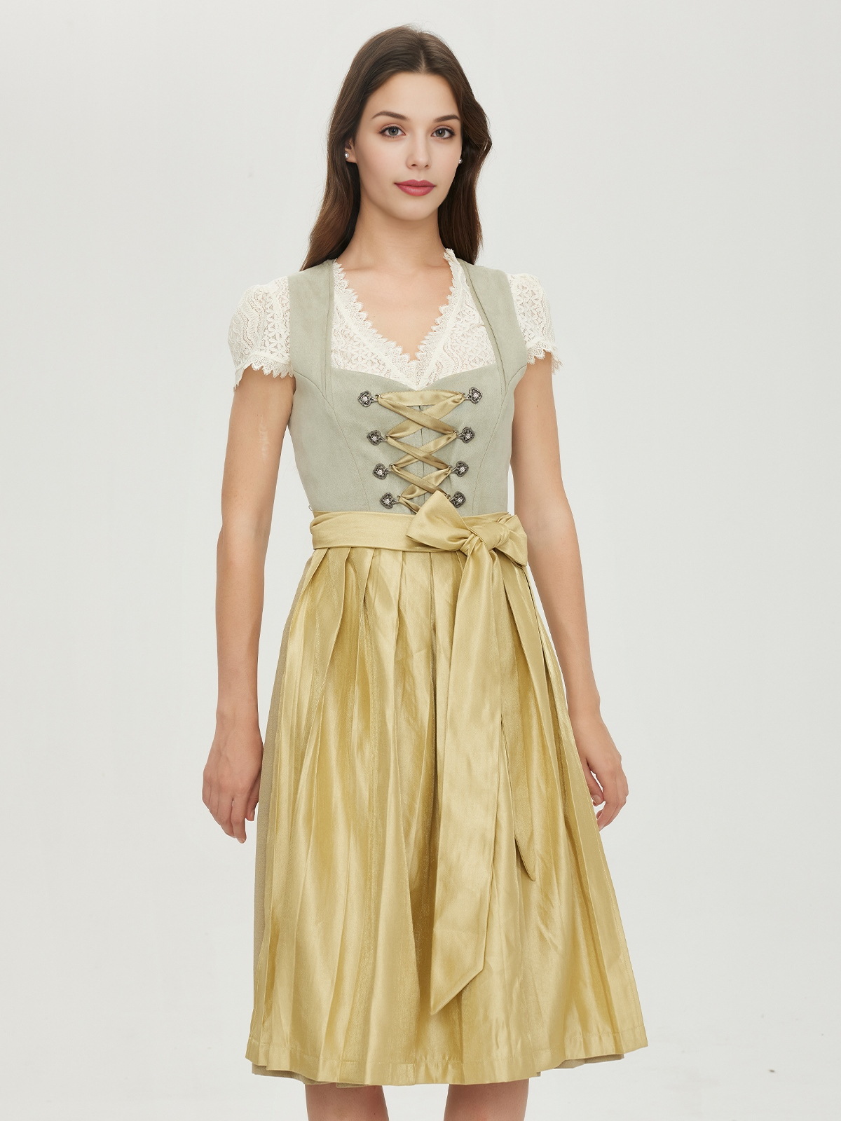 Moderne grüne Dirndl mit schlankem Schnitt