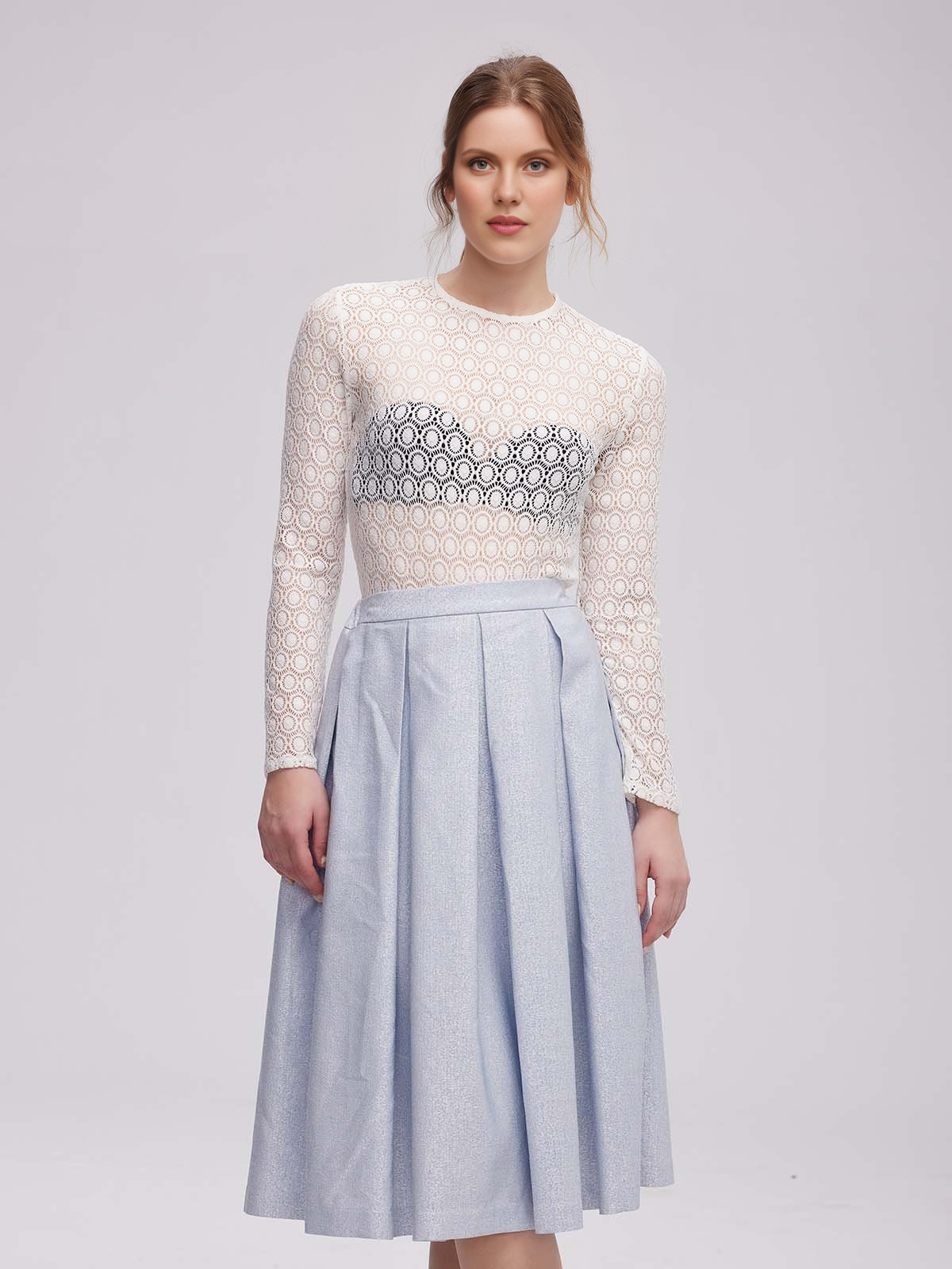 Langärmlige Dirndlbluse in Blau