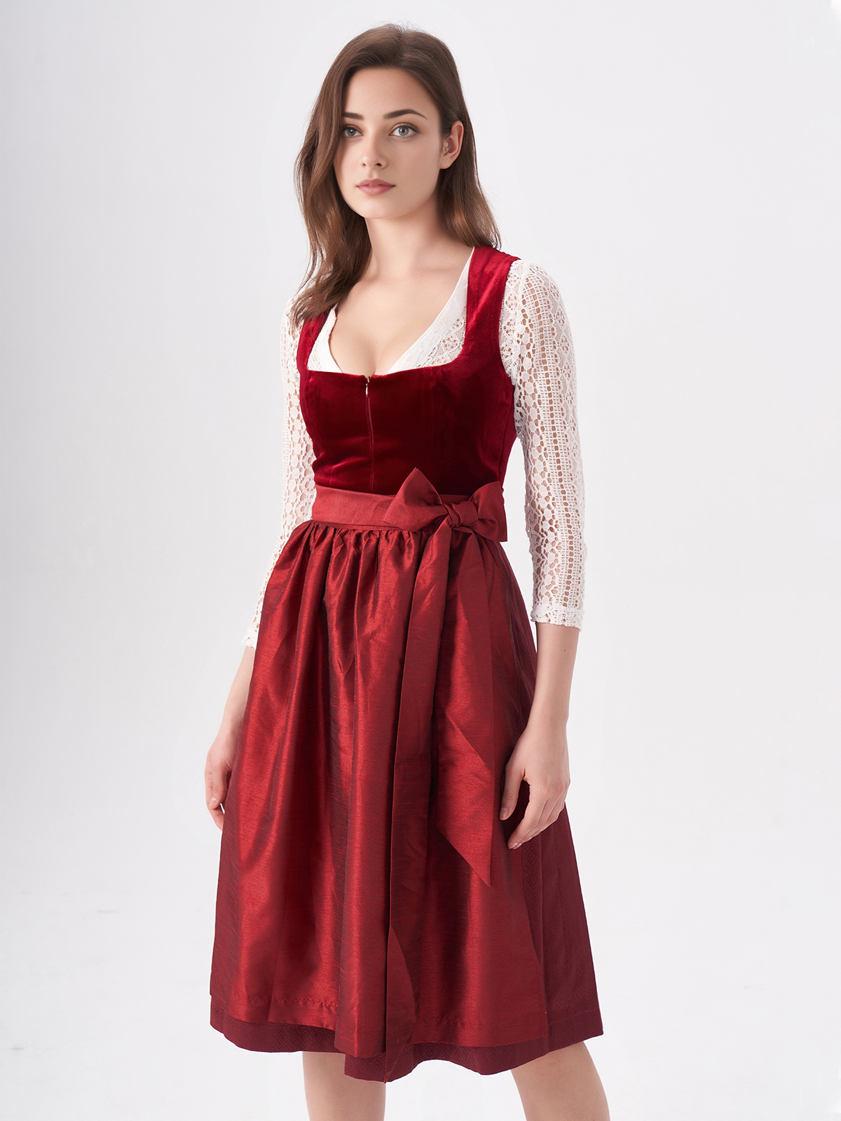 Dirndl samt rot – Eleganz in leuchtendem Rot