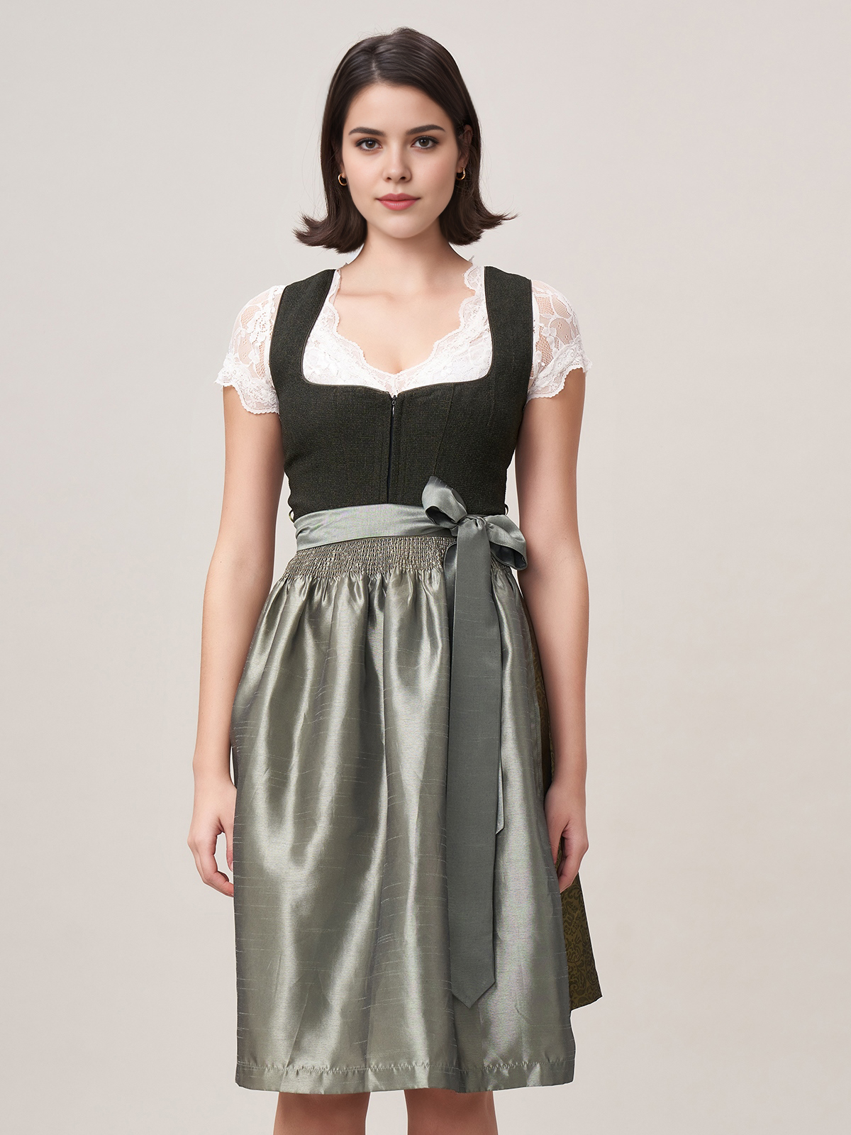 Khaki Dirndl in modernem Design